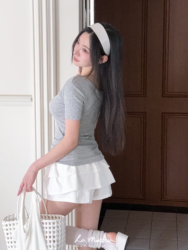 涼針織三分袖上衣